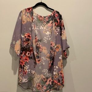 Taupe Floral Kimono